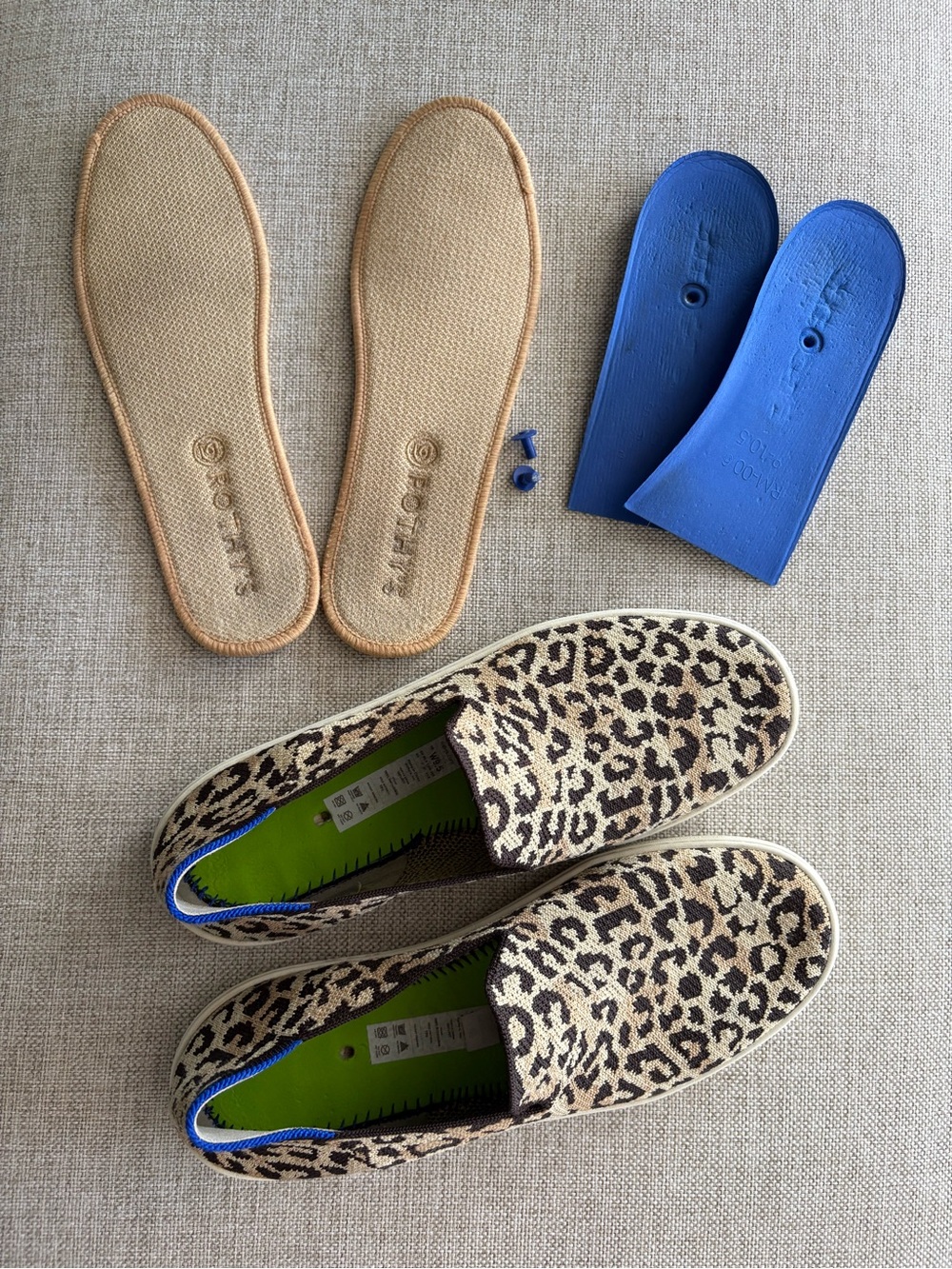 Rothy’s Leopard Print Slip-On Sneakers Loafers Beige Black Women’s 9.5